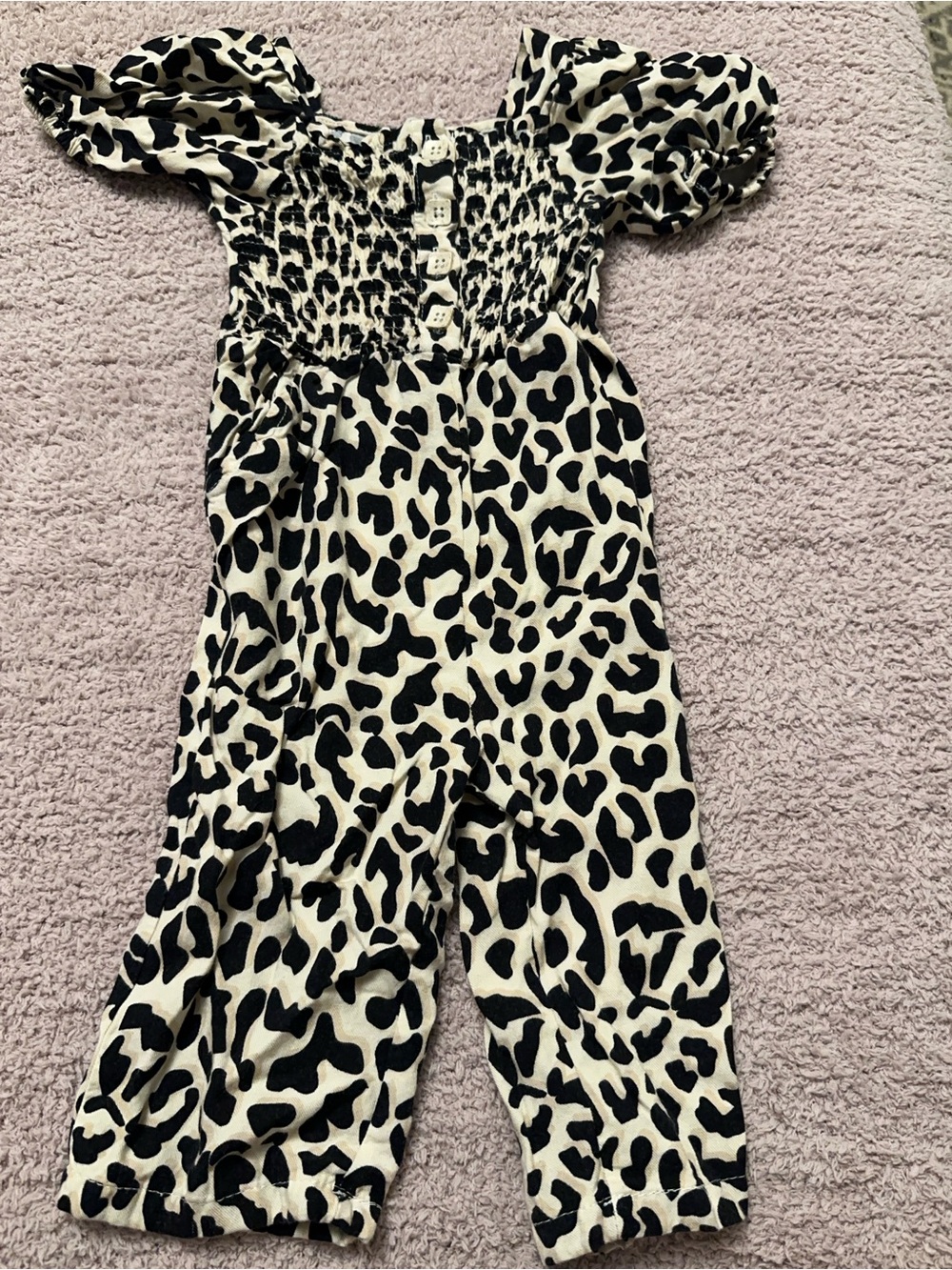 🐆 Jessica Simpson Leopard Smocked Jumpsuit Romper 2T Boutique Style